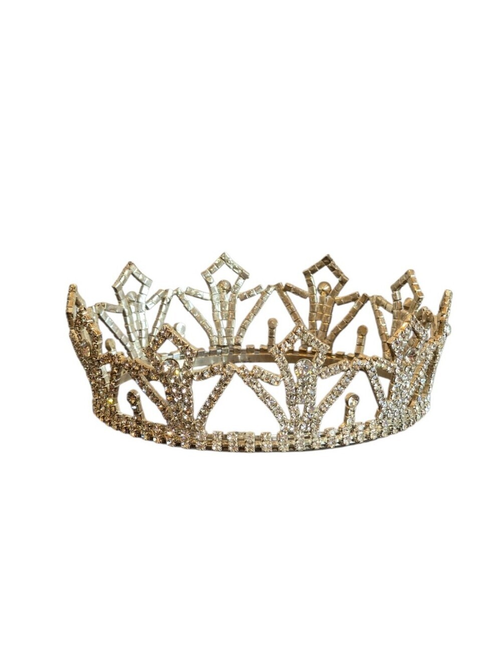 Tiara Silvertone Prong Set Clear Glass Rhinestone Crown